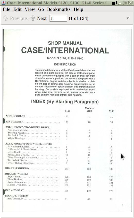 Case 5120 5130 & 5140 Tractor Workshop Manual 
