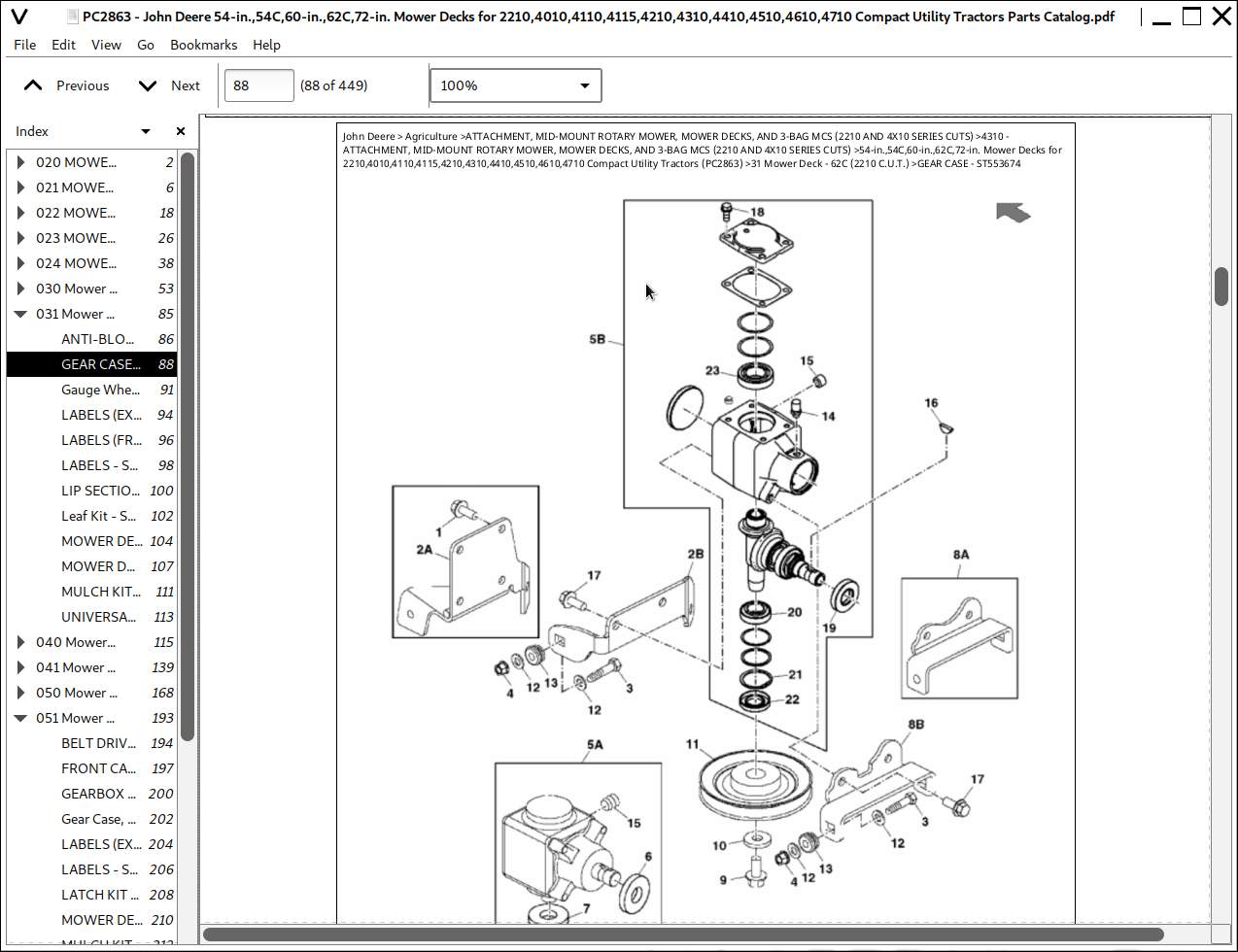 John deere 62c mower deck parts diagram