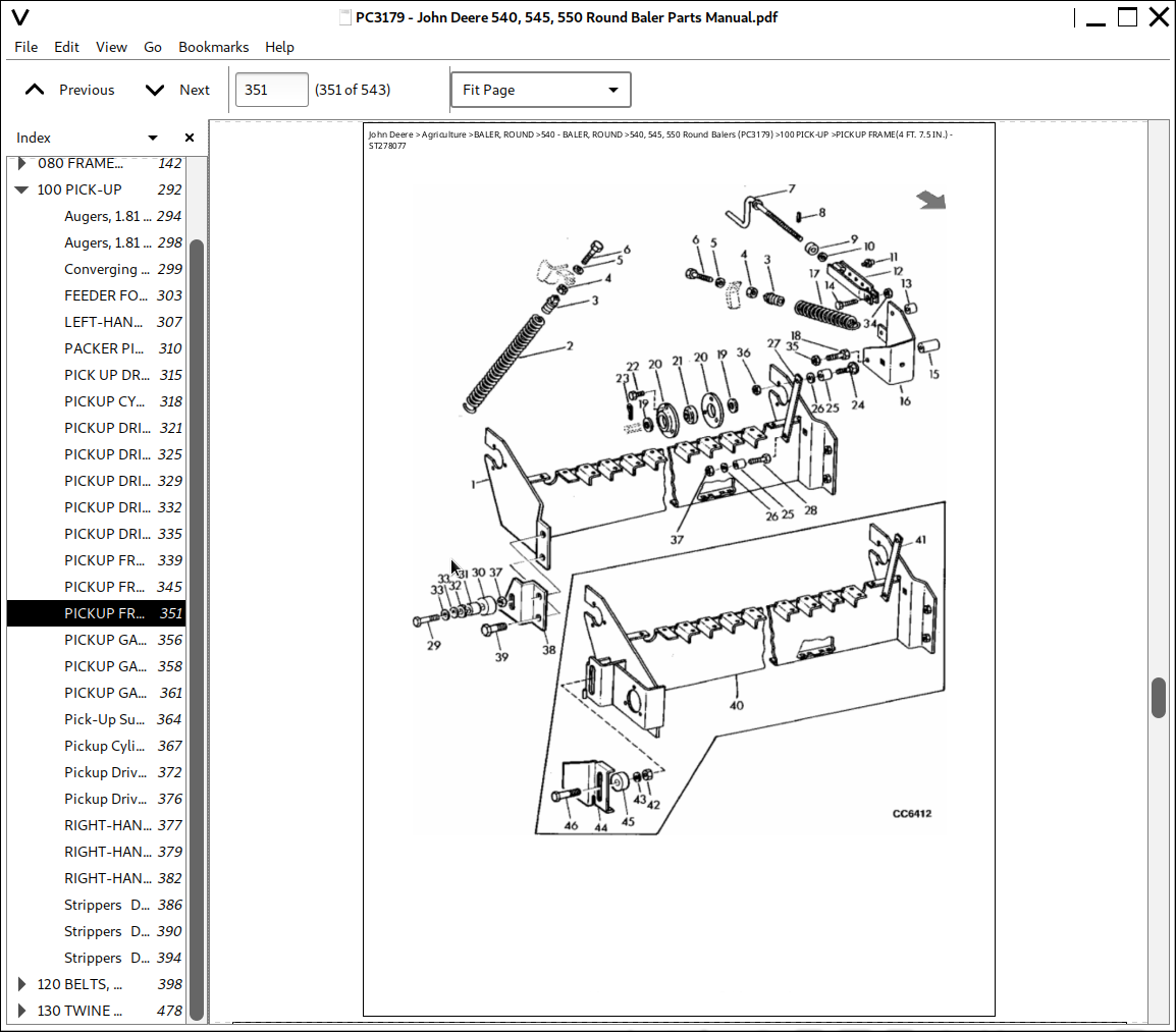 John Deere 540, 545, 550 Round Baler Parts Catalog (PC3179) | A++ ...