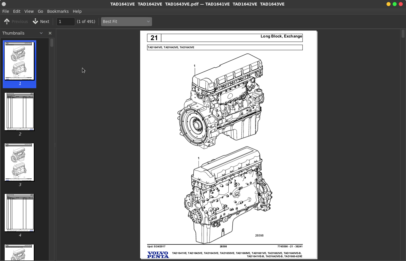 Volvo Penta Industrial Engines Tad1641ve Tad1642ve