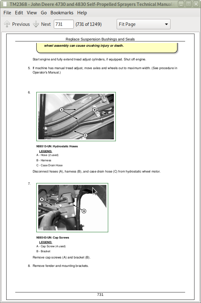 John Deere Self Propelled Sprayers 4730 And 4830 Repair Service Manual Tm2368 A Repair Manual Store