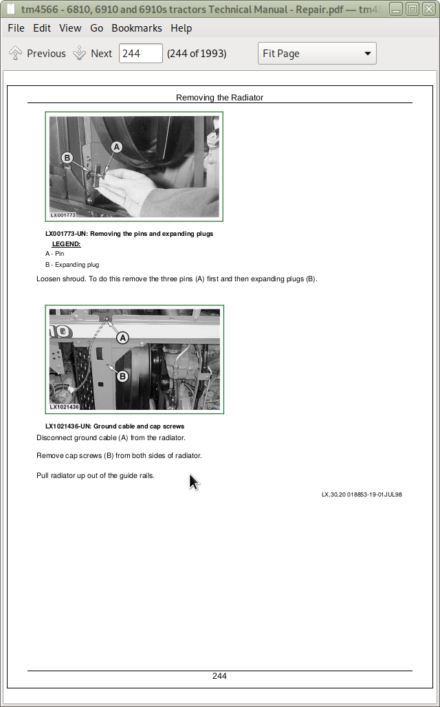 John Deere Tractors 6810 6910 6910s Repair Service Manual